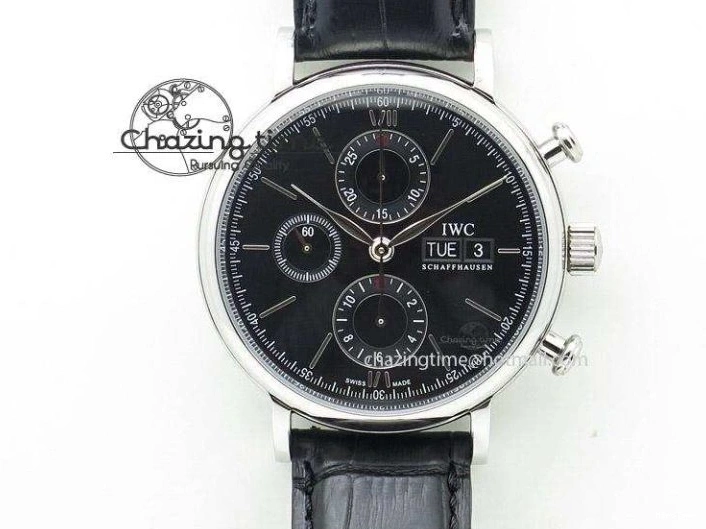 MIROTIME 0516 Portofino Chrono RG Black Dial on Black Leather Strap A HighPerformance 7389